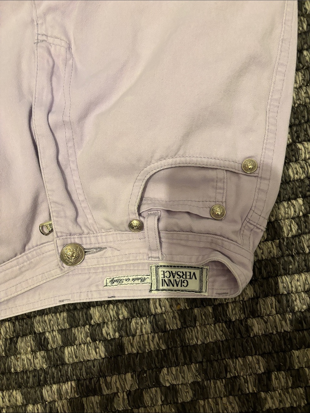 Versace Lilac Women’s Bermuda Shorts with Gold Hardware-Waist 26 round, L28